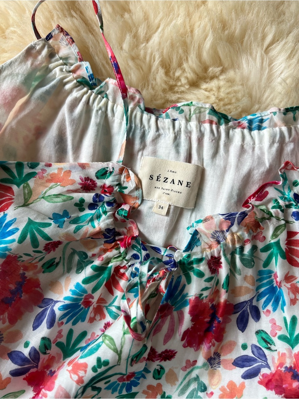 Sezane Mini Floral Dress 34 - Picture 3 of 7
